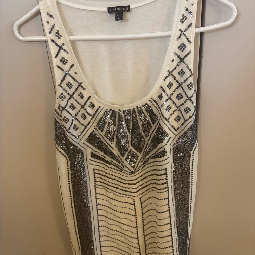 Express Aztec Geometric Sequin Tank Top Size Small